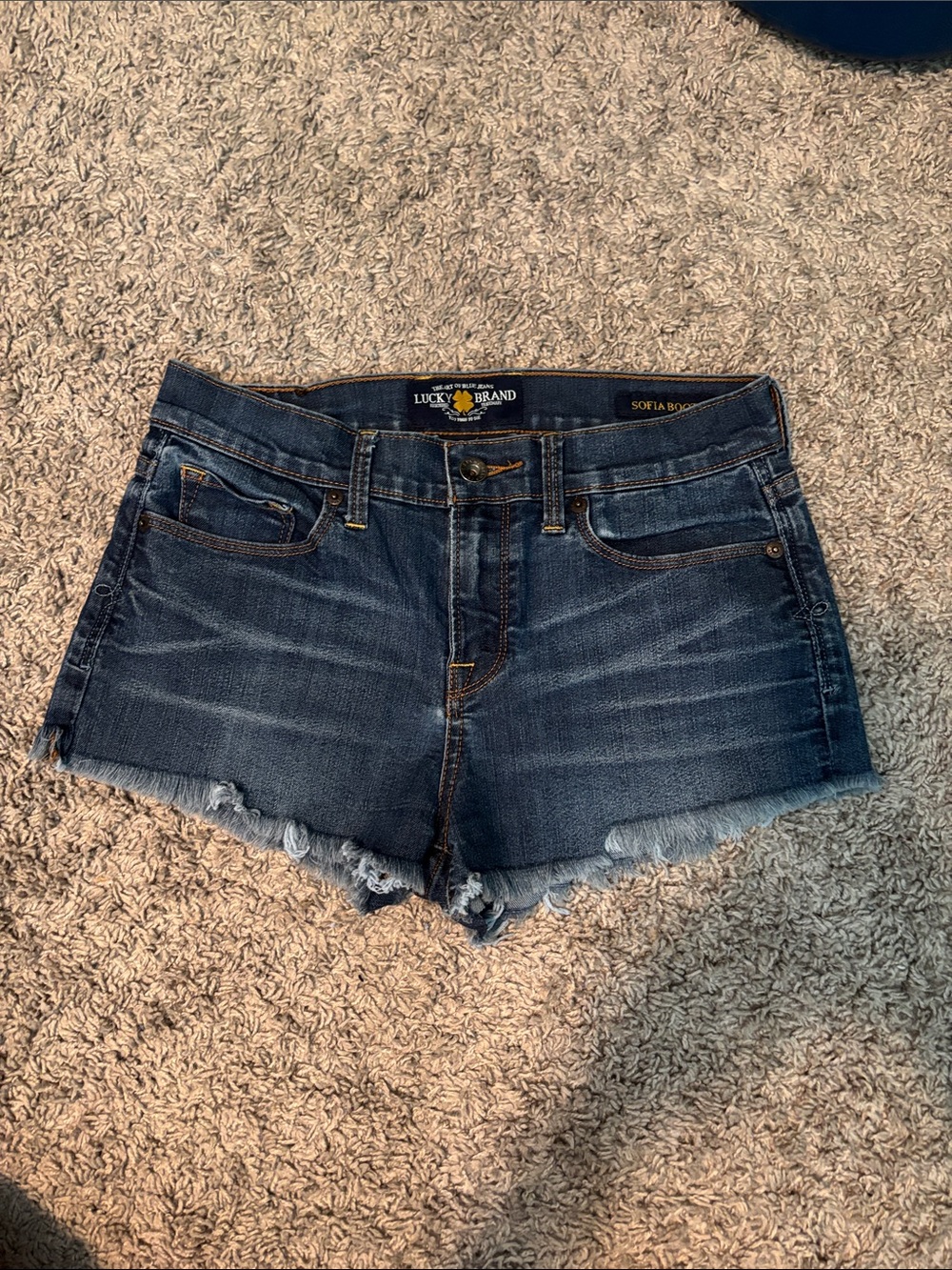 Lucky Brand Indigo Frayed Hem Denim Shorts